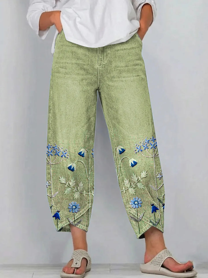 Hazel - Casual Embroidered Trousers