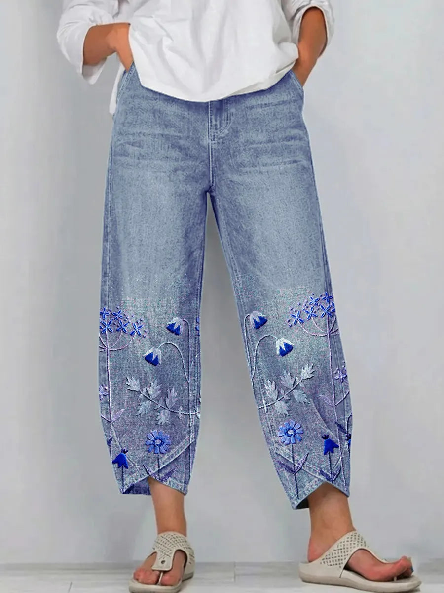 Hazel - Casual Embroidered Trousers
