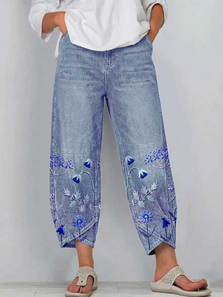 Hazel - Casual Embroidered Trousers