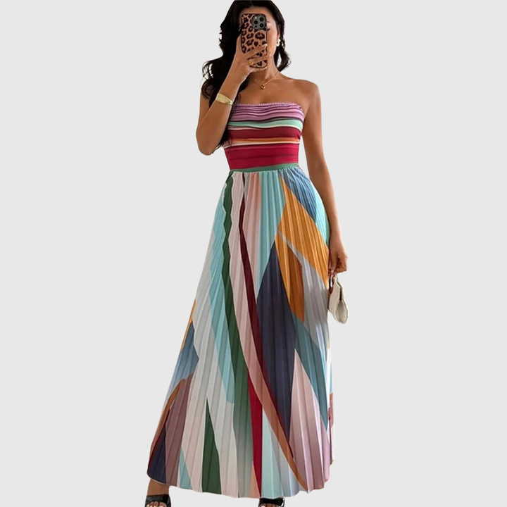 Isola - Elegant Pleated Evening Dress
