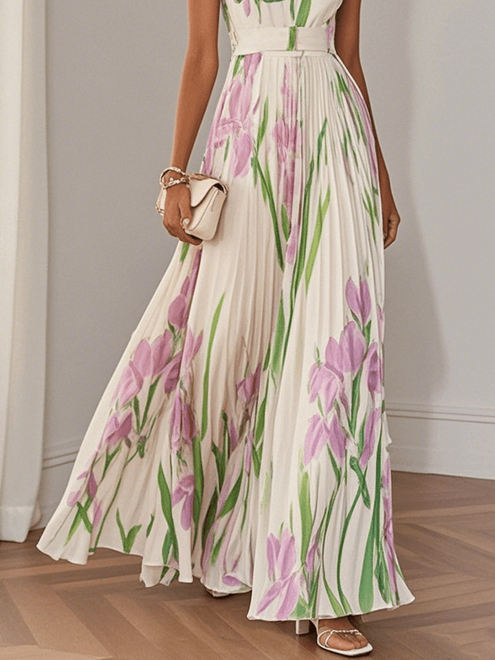 Zelma™ | Pleated Chiffon Maxi Dress