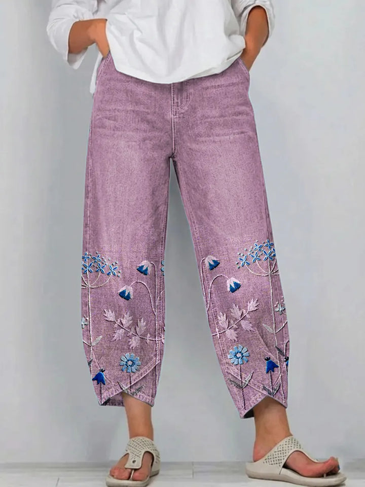 Hazel - Casual Embroidered Trousers