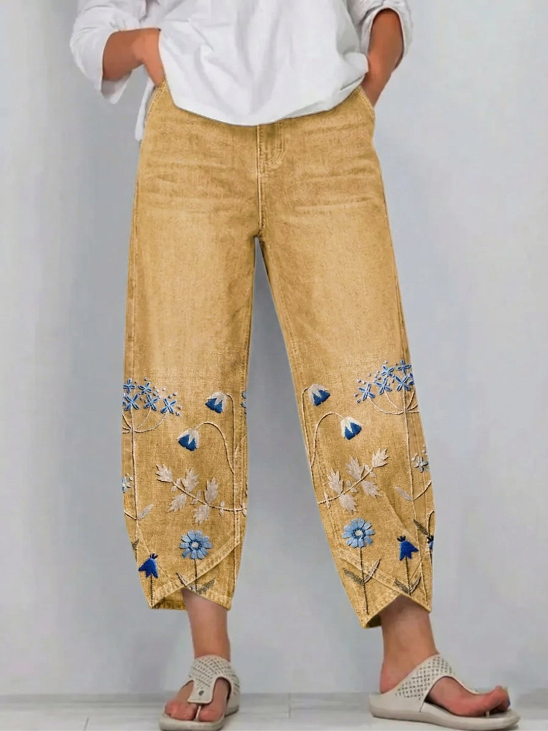 Hazel - Casual Embroidered Trousers