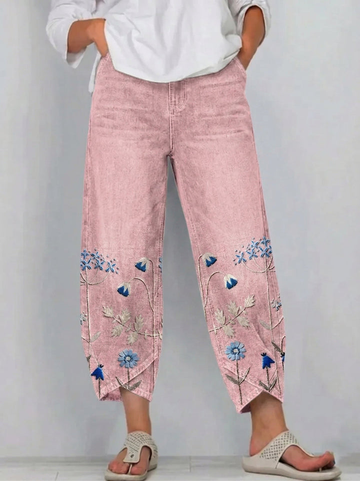 Hazel - Casual Embroidered Trousers
