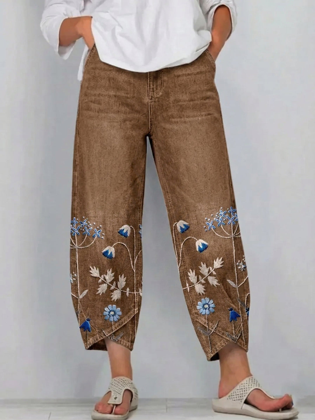 Hazel - Casual Embroidered Trousers