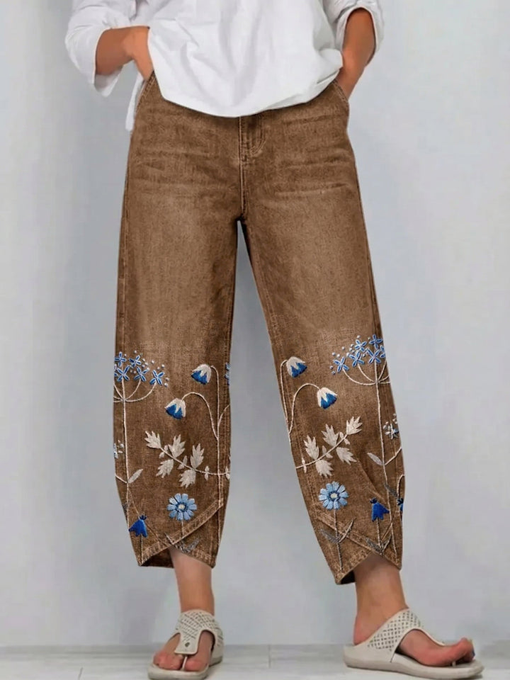 Hazel - Casual Embroidered Trousers