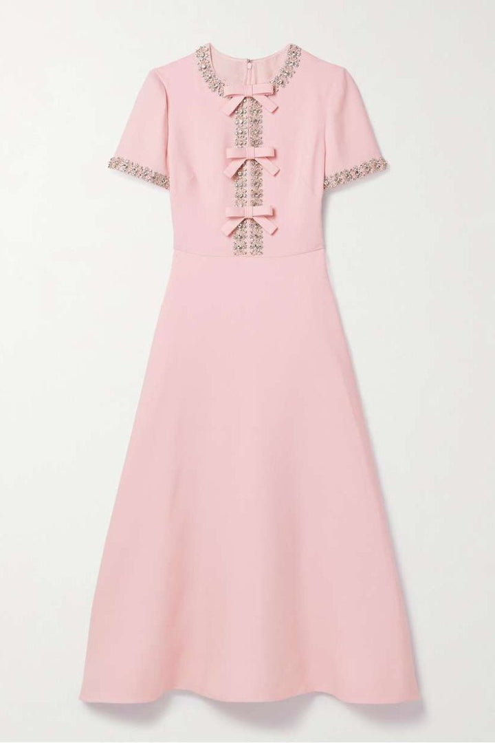 Aria™ | Bow with Crystal Embellished Midi Dress